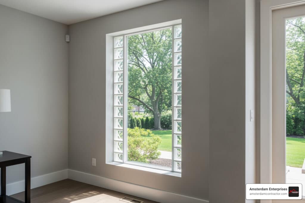 replace glass block window with regular window